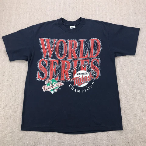 Vintage Minnesota Twins Shirt Adult XL 1991 World Series Champions Single Stitch Cover