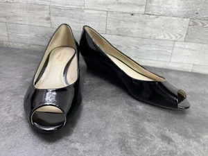 Talbots Heels Women 8.5AA 2A Tiffi Shoes Black Patent Leather Wedge Kitten Pumps - Picture 1 of 20