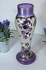 Art nouveau czech glass Vase floral decor amethyst purple colour 