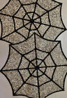 2x Luminous Sparkles Home Halloween Spiderweb Rhinestone Silver Placemat Set 16"