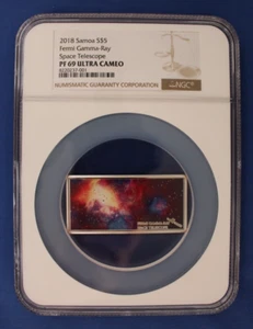 2018 Samoa 1oz Silver Proof $5 coin "Space Telescope" NGC Graded PF69 with Case - Picture 1 of 7