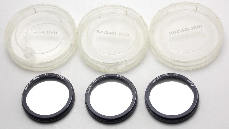3 Vintage Marumi 49SL Filter Close Up Drop/Push In Filter Set +1 +2 +3 Japan - Image 1 of 1