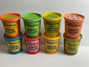 1974 Knudsen yogurt containers w/ lids vintage food packaging retro 8 different - Picture 1 of 2