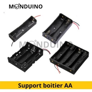 Support boitier AA Batterie Piles AA - LR6 Coupleur 1, 2, 3 ou 4 piles MONDUINO - Foto 1 di 4