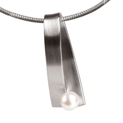 Ernstes Design Anhänger AN108 aus Edelstahl mit Perle 6 mm mattiert - Bild 1 von 3