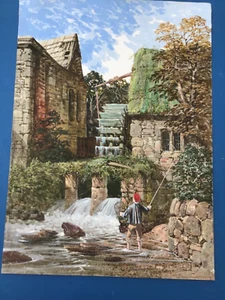 Large Scottish Salmon Fishing Gouache 30”x 21 1/2” - Picture 1 of 12