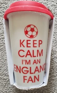 KEEP CALM I'M AN ENGLAND FAN Football Double Walled Travel Mug Cup White - Picture 1 of 5