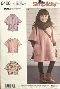 Simplicity 8429 Girls Poncho Pullover Two Lengths Size S-L Uncut - Picture 1 of 2