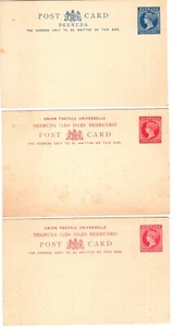 TARJETAS DE PAPELERÍA POSTALES BERMUDA QV 1/2d, 1d, 11/2d FRESCAS SIN USAR - Imagen 1 de 2