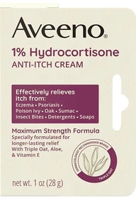 Aveeno Max Strength 1% Hydrocortisone Anti-Itch Cream Pure Oat Essence 1 Oz 6/25 - Picture 1 of 3