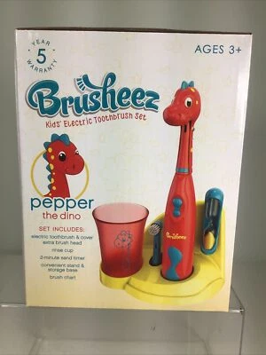 NEW. Brusheez Kids Electric Toothbrush Set. Pepper the Dino Ages 3+ Storage Base - Image 1 of 4