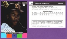 Garret Anderson California Angels 1990 Little Sun High School Prospects Card #19