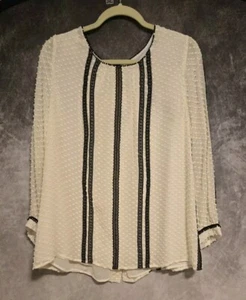 J CREW NWT LONG SLEEVE SILK CREW NECK BLOUSE TOP SIZE 14 IVORY BLACK LACE BOW - Picture 1 of 10