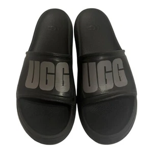 UGG Wilcox Slide Black Grey Block Logo Men's Slide Sandals Size 10 - Picture 1 of 9