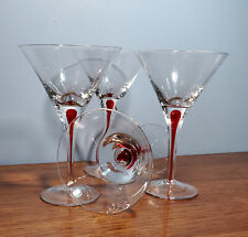 Vintage Martini Cocktail Red Tear Drop Stem Glass Barware Set of 4 Wine Glass