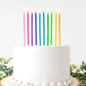 40-Count Rainbow Birthday Candles, Tall Thin Birthday Cake Candles Set, Rainbow - Picture 1 of 12