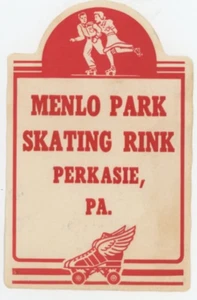 Pista de patinaje Menlo Park Perkasie, Pensilvania 1930-50 etiqueta de pista de patinaje vintage EVN3 - Imagen 1 de 2