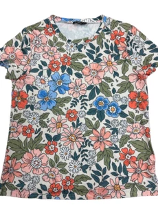 Izuria Womens Crew Neck Short Sleeves Floral Multicolor T Shirt Size L - Picture 1 of 3