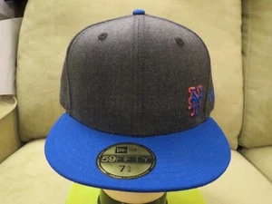 New Era NY Mets Charcoal Fitted Hat, Mini Logo, 7 5/8 (ALMOST 7 3/4, SEE NOTES) - Picture 1 of 11