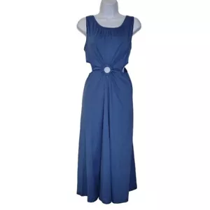 Deep Self Women's Denim Blue Sleeveless Scoop Neck Cut Out Maxi Dress Size M New - Picture 1 of 18