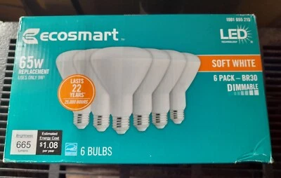 EcoSmart 65-Watt Equivalent BR30 Dimmable Energy Star LED Light Bulb (6-Pack) - Image 1 of 3