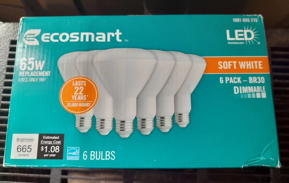 EcoSmart 65-Watt Equivalent BR30 Dimmable Energy Star LED Light Bulb (6-Pack) - Image 1 of 3
