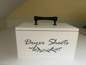Dryer Sheet Holder with Hinged Lid for Laundry 7.8"L x 4.7"W x 4.3"H - Picture 1 of 5