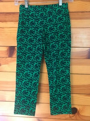 Pantalones de pana verde Crewcuts con estampado de lazo usados en excelente estado niñas talla 7 Foto 1 de 2