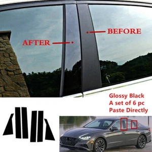 6x Piano Negro Ajuste Hyundai Sonata 2020-23 Ventana Pilar Poste Puerta Moldura Kit - Imagen 1 de 11