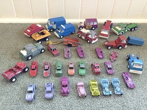 Lot 35 Vtg TootsieToy Metal Die Cast Metal Cars Trucks Vans Trailers 1960s 70s - Picture 1 of 10