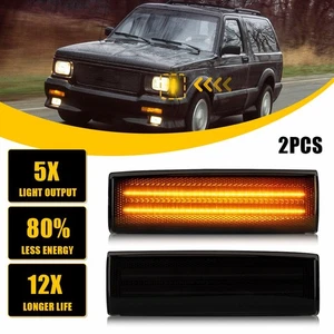 2x Smoked LED Amber Side Lights Fender Front for GM S10/Jimmy/Sonoma 82-94 - Picture 1 of 12