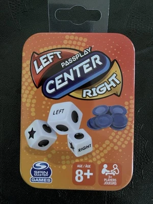 New PassPlay Spin Master Left Center Right Classic Dice Game Portable Tin - Image 1 of 2