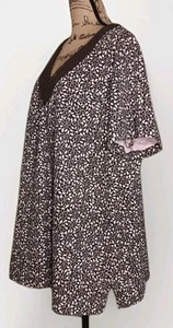 Essentials by Maggie - kurze Slv-Tunika 100 % Baumwolle braun & rosa Blumenmuster - Größe 3X - Bild 1 von 3