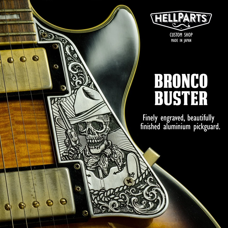 Golpeador de aluminio grabado Bronco Buster. Custom Shop. Epiphone Les Paul. Foto 1 de 4