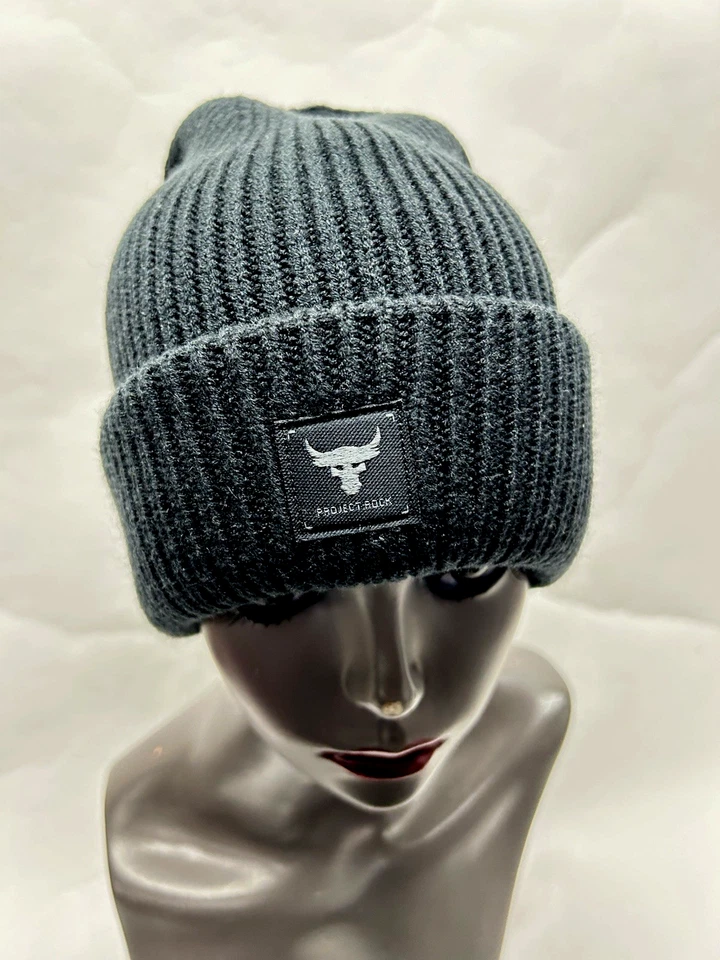 Under Armour Men's OSFM Project Rock Black Beanie (SHR) - Image 1 of 4