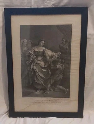 1745 Engraving Salome with Head Of John the Baptist Johann Jacob Frey Reni Pinx - Image 1 of 4