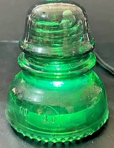 Hemingray No.40 Green Glass Insulator - Some Very Minor Chips (Item #1) - Picture 1 of 6