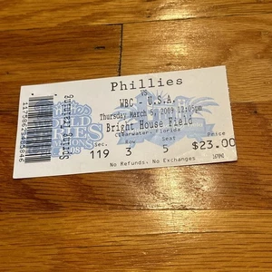 PHILLIES VS WBC TEAM USA TICKET STUB 3/5/2009 CLEARWATER - Picture 1 of 2