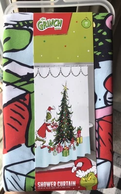 Dr. Seuss The Grinch Christmas Shower Curtain 72" x 72" Brand New - Image 1 of 4