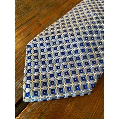 Corbata de seda IKE BEHAR New York azul/plateado diamante Foto 1 de 4