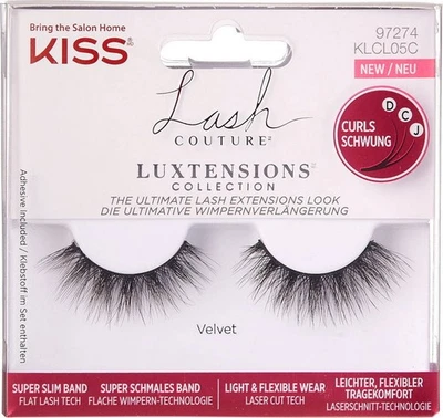 Luxus Wimpern Schwarz KISS VELVET mit Kleber - Langer & dichter Look