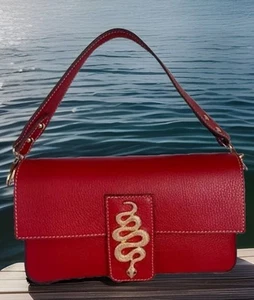 NWT Divina Firenze 🇮🇹 Italian Red Pebbled Leather Crossbody Shoulder Bag - Picture 1 of 18
