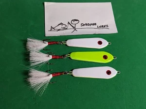 3 - 11/2 Unzen Platte Angeln Casting Jigging Blei Löffel Köder weiß und Chartreuse - Bild 1 von 6
