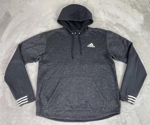 Adidas Men’s Pullover Hoodie Grey & White Stripe Size Medium - Picture 1 of 10