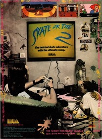 1990 &bull; SKATE OR DIE 2 for Nintendo NES print ad &bull; 1990s vtg skateboard BA.26