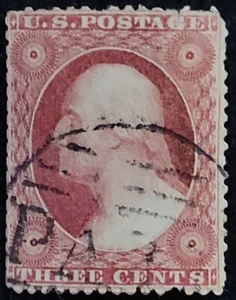 1857-61 US 3 Cent Washington Stamp Used F/VF, SC#25 (CV $190) - Picture 1 of 2