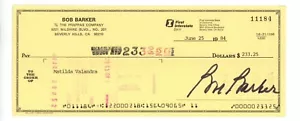BOB BARKER SIGNED 1984 BANK CHECK ~ THE PRICE IS RIGHT ~ HAPPY GILMORE - Picture 1 of 2