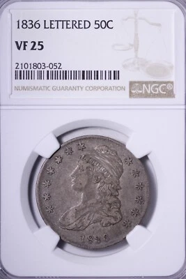 1836 Capped Bust Half Dollar NGC VF25 “Crusty Original” FREE SHIPPING ACTM - Image 1 of 3