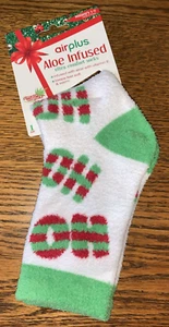 Mujer NUEVO Airplus Aloe Infundido Verde y Blanco "HO HO HO..." Calcetines - 5 - 11 - Imagen 1 de 4