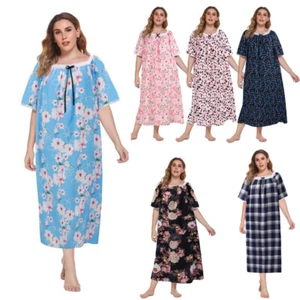 Womens Short Sleeve Sleep Dress Tee Pajama PlusSize T-shirt Nightgown Nightshirt - Picture 1 of 18